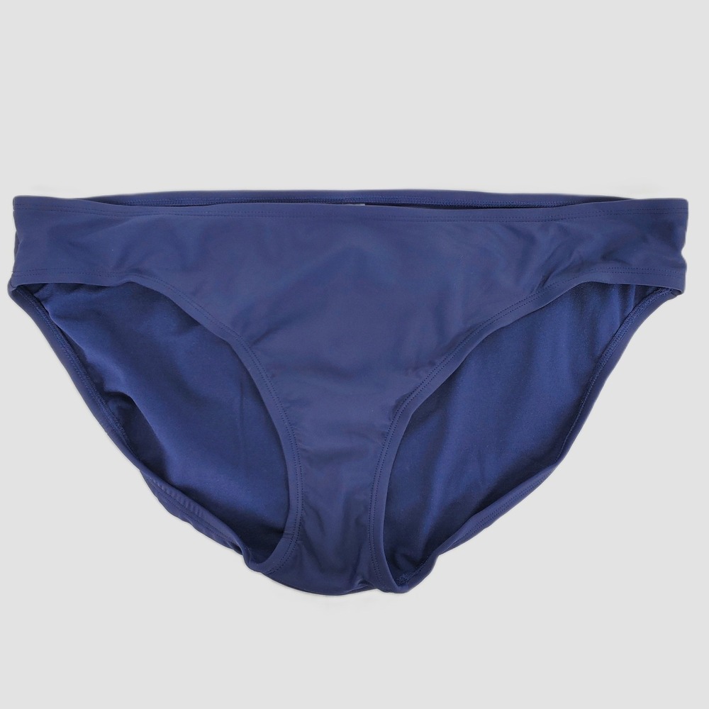 Kona Sol Women XL Hipster Bikini Swim Bottom High Coverage Navy Blue Stretch New